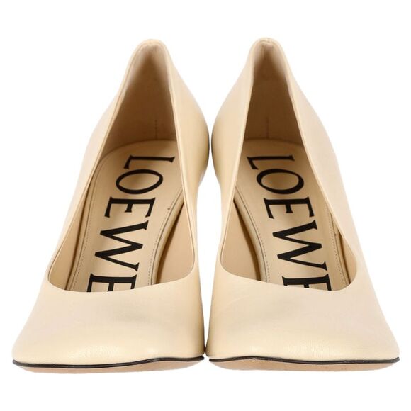 Loewe Toy 90mm Sculpted-Heel Pumps in Cream Calfskin Leather - Picture 3 of 6